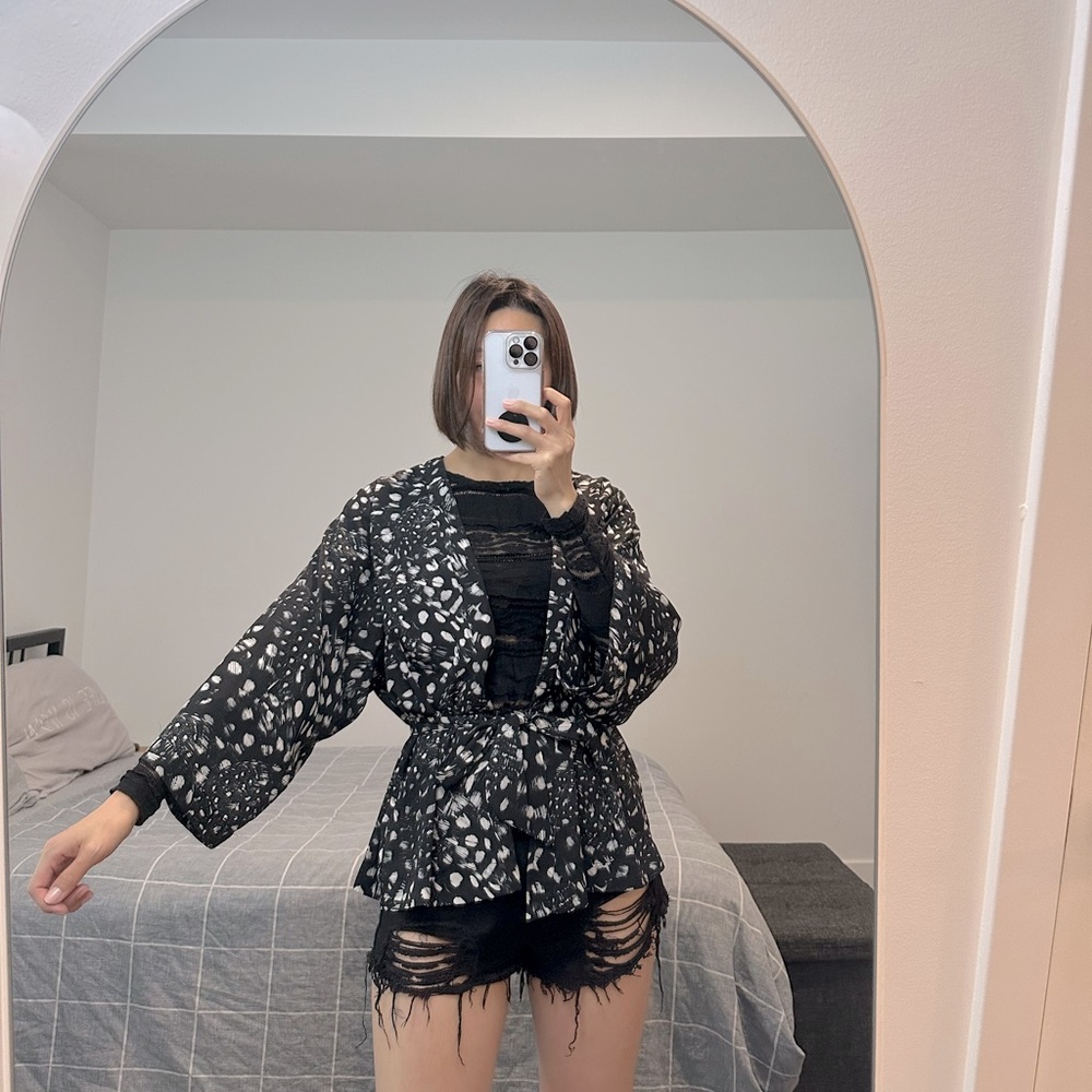 H&M animal print black kimono jacket for summer